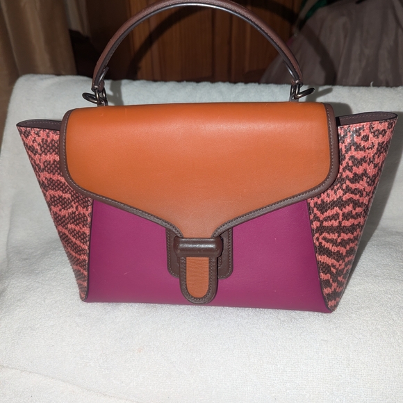 Coach Courier Caryyall With Snakeskin Details Multicolor Satchel. 99313 - Picture 1 of 14